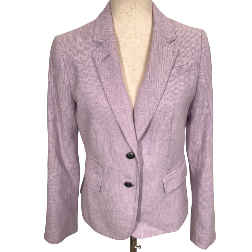 Banana Republic Blazer Womens 6 Lavender Herringbone Pastel Spring Career Wool